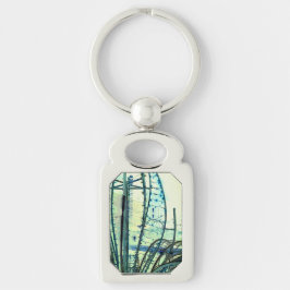 Blue kurvor rektangulärt silverfärgad nyckelring