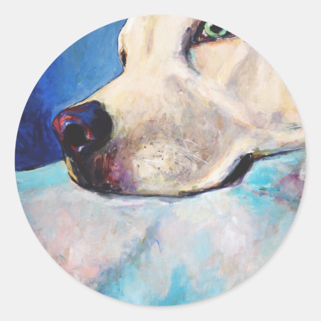 Blue Lab Runt Klistermärke (Framsida)