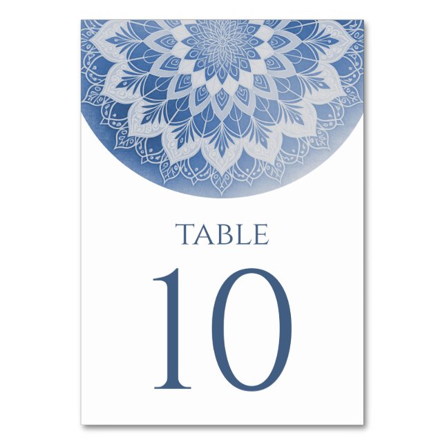 Blue Lace Mandala Wedding Bordsnummer (Framsidan)