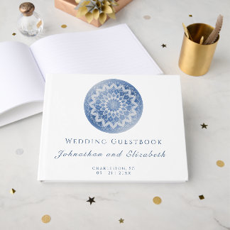 Blue Lace Mandala Wedding Gästböcker