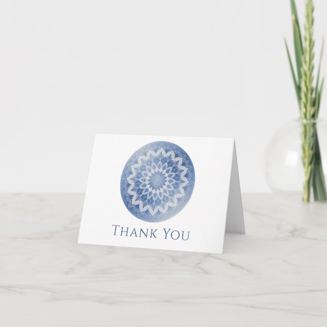 Blue Lace Mandala Wedding Tack Kort (Framsida)