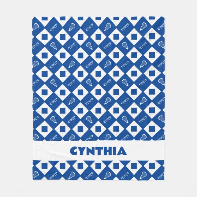 Blue Lacrosse Argyle Mönster Fleece Blanket (Framsidan)