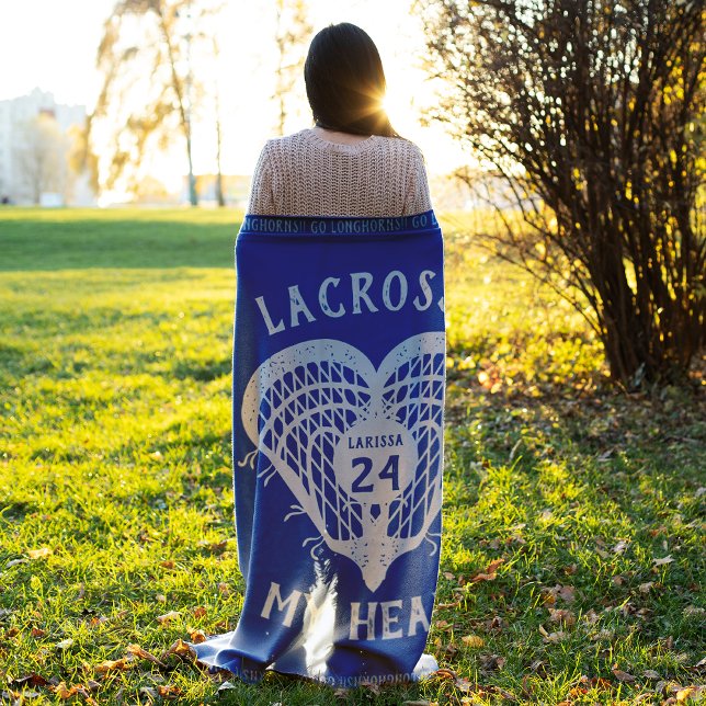 Blue Lacrosse My Heart Fleece Blanket (Skapare uppladdad)