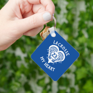 Blue Lacrosse My Heart Photo Nyckelring