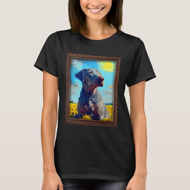 Blue Lacy Painting Sunflower Flower Mom Women Flor T Shirt (Framsida)