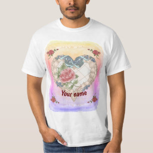 Blue Lacy Ribbon Heart t-shirts