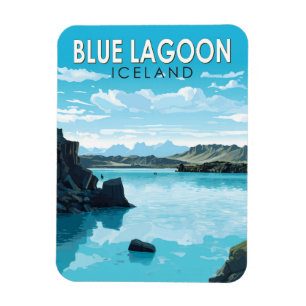 Blue Lagoon Island Travel Art-Vintage Magnet