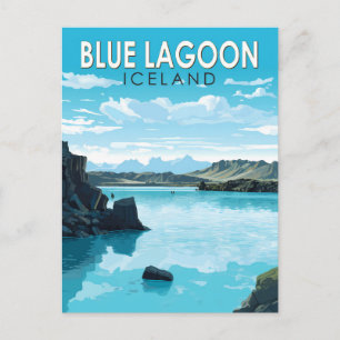 Blue Lagoon Island Travel Art-Vintage Vykort