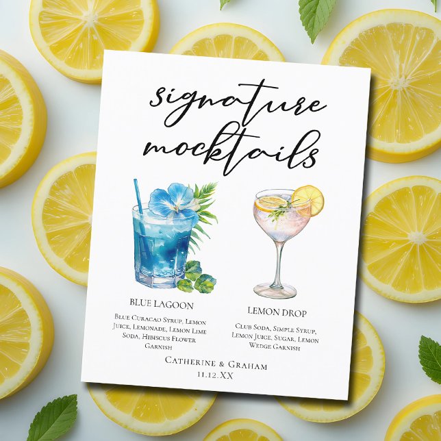 Blue Lagoon Lemon Drop Bröllops Mocktails Meny (Skapare uppladdad)