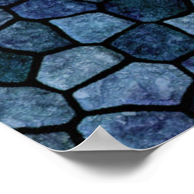 Blue Lagoon Midnight Cobged Patchwork Terrazo Pat Poster (Hörn)