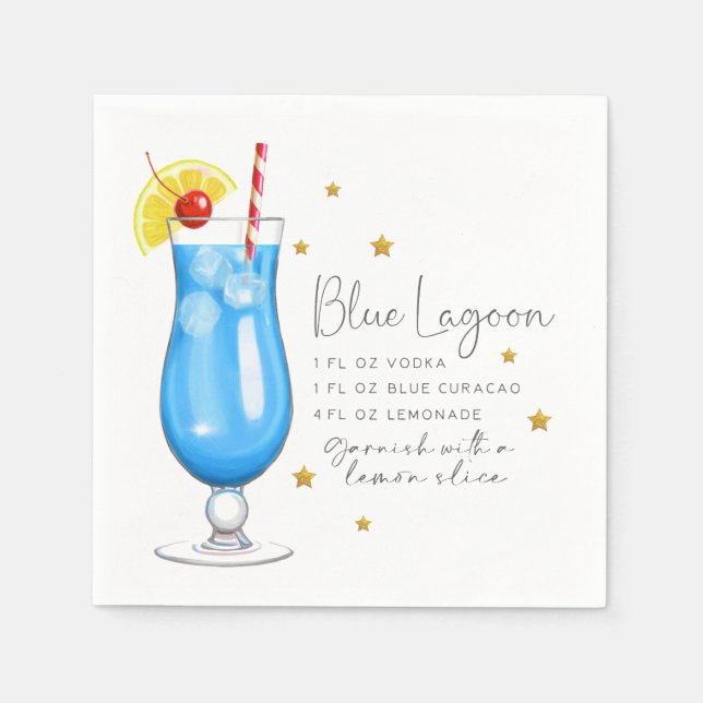 Blue Lagoon Recept Cocktail Pappersservett (Framsidan)