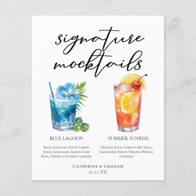 Blue Lagoon Summer Sunrise Mocktails Meny (Framsida)