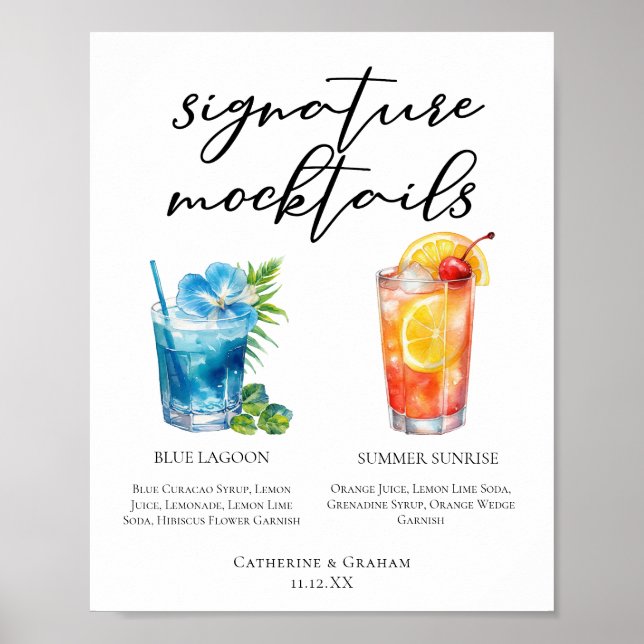 Blue Lagoon Summer Sunrise Mocktails Meny Poster (Framsidan)