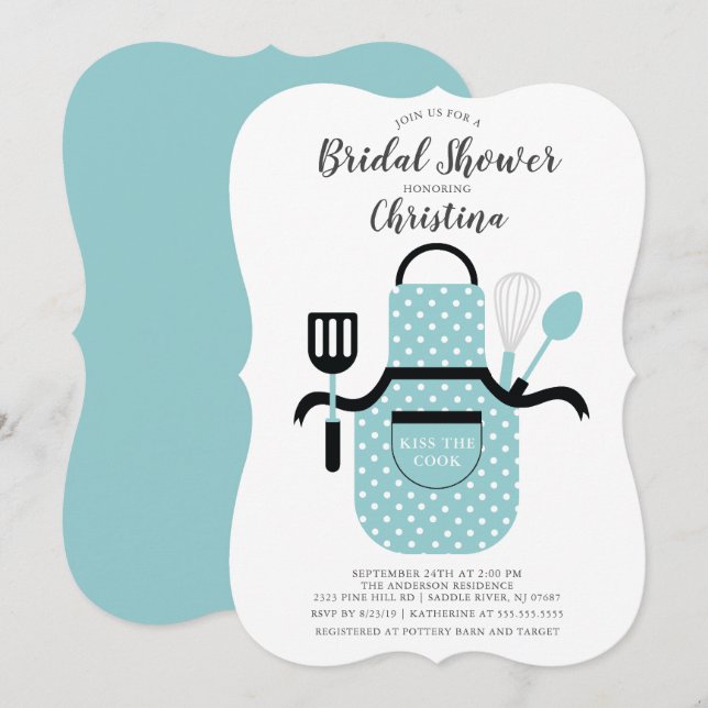 Blue Lagrar i Kitchen Inbjudningskort för möhippan (Fram/baksida)