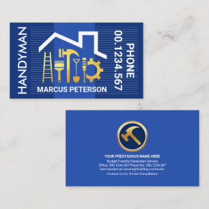 Blue Lagrar Linjer Rooftop Handyman Verktyg Visitkort