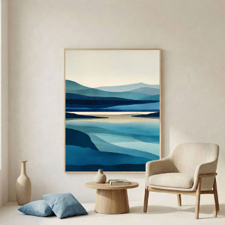 Blue Lake Basin Abstract Wall Art Poster