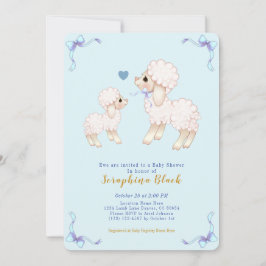 Blue Lamb Baby Sheep Boy Shower Inbjudningar