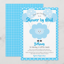 Blue Lamb Baby Shower by Mail Cute Simple Modern Inbjudningar