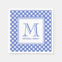 Blue Land Stil Gingham Mönster Monogram