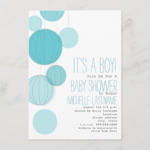 Blue LanternBoy Baby Shower Inbjudningar