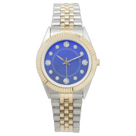 Blue Lapis Diamond Solitaire Dial Steel Guld Armbandsur