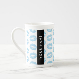 Blue Läppar, Kiss, Lipstick, Ditt namn, Anpassa Benporslin Mugg