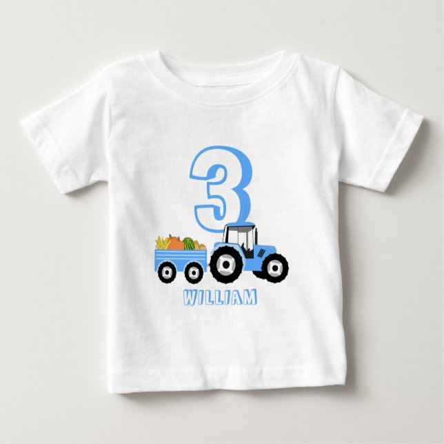 Blue Lastbil Farm Producer Birthday Boy T Shirt (Framsida)