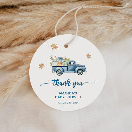 Blue Lastbil Pumpkin Baby Shower Tack Gåvor Etiketter
