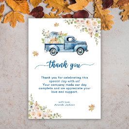 Blue Lastbil Pumpkin Baby Shower Tack Kort