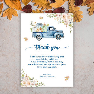 Blue Lastbil Pumpkin Baby Shower Tack Kort
