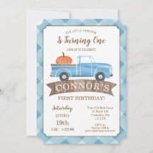 Blue Lastbil PUMPKIN Birthday Invi