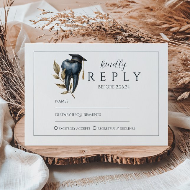 Blue Laurel Tooth Graduation Party OSA Kort (Skapare uppladdad)