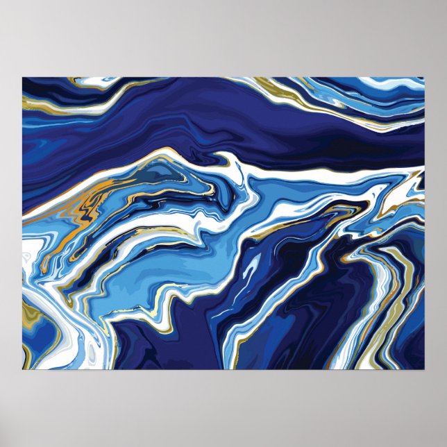 Blue Lava Lush - Marble - Abstrakt Art - Poster (Framsidan)