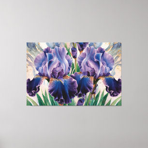 *~* Blue Lavender IRIS Irises Vintage Blommigt TV2 Canvastryck