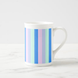 Blue, Lavender, Rosa & Pastel Mint Grönt Rand Benporslin Mugg