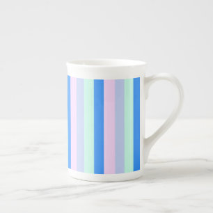 Blue, Lavender, Rosa & Pastel Mint Grönt Rand Benporslin Mugg