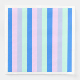 Blue, Lavender, Rosa & Pastel Mint Grönt Rand Pappersservett