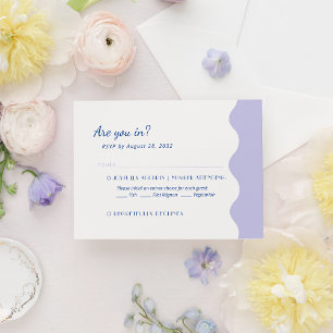 Blue Lavender Wave Scallop Monogram Menu Bröllop OSA Kort