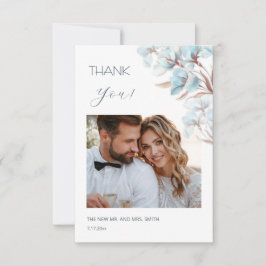 Blue Layered Flowers Wedding Thank You Card Tack Kort