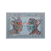 Blue Lazer-Eyed Apes Turkisk Matta