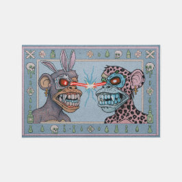 Blue Lazer-Eyed Apes Turkisk Matta
