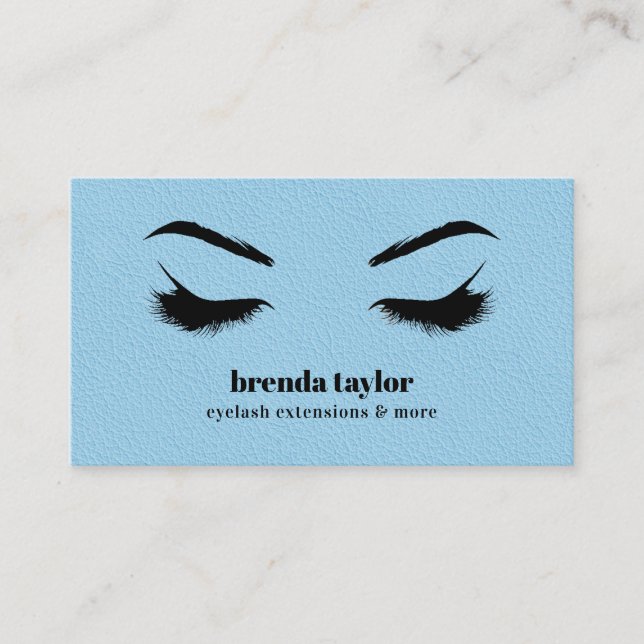 BLUE LEATHER chic Eyelash Browbar professionell Visitkort (Framsida)