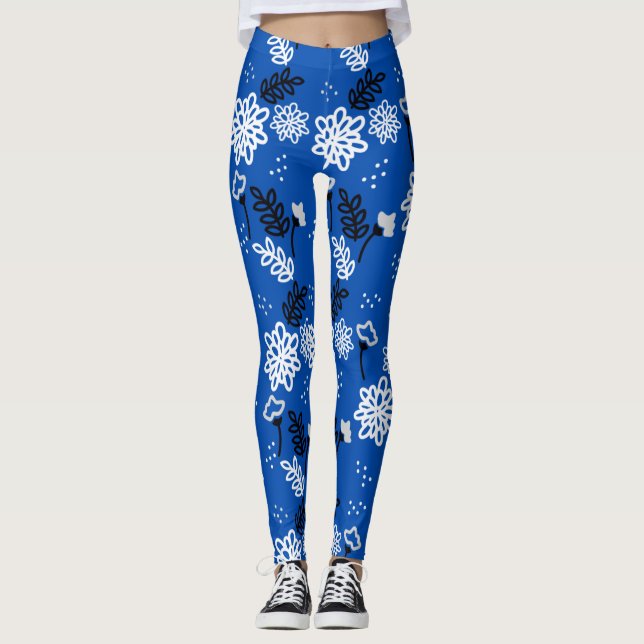 Blue leaves romantic garden leggings (Framsida)