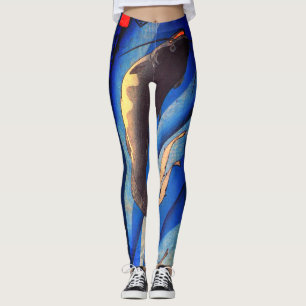 BLUE LEGGINGS W/ JAPANESE FISH