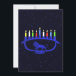 Blue Lejon Menorah<br><div class="desc">Den har en lejon Chanukkah-menorah med alla åtta ljus och schampasbränningen. Chanukkah är Ljus festival mitt i vintern.</div>