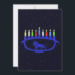 Blue Lejon Menorah<br><div class="desc">Den har en lejon Chanukkah-menorah med alla åtta ljus och schampasbränningen. Chanukkah är Ljus festival mitt i vintern.</div>