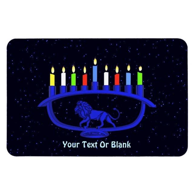 Blue Lejon Menorah Magnet (Horisontell)