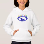 Blue Lejon Menorah Tee<br><div class="desc">Den har en lejon Chanukkah-menorah med alla åtta ljus och schampasbränningen. Chanukkah är Ljus festival mitt i vintern.</div>