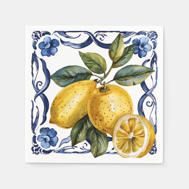 Blue Lemon Citrus Summer Pappersservett (Framsidan)