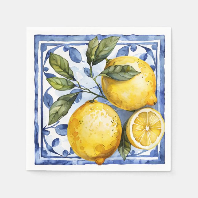 Blue Lemon Citrus Summer Pappersservett (Framsidan)